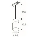 1-phase pendant luminaire PURI 2.0 - TUBE cylindrical GU10 IP20, black dimmable