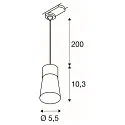 3-phase pendant luminaire PURI 2.0 - CONE conical GU10 IP20, black dimmable