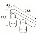 SLV Wand- und Deckenleuchte PURI 2.0 DOME, asymmetrisch, 2x GU10 max. 6W, schwarz / gold