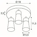 SLV Wand- und Deckenleuchte PURI 2.0 CONE, rund, 2x GU10 max. 6W, grau