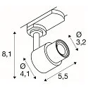 3-phase spot PURI 2.0 BASIC without shade, adjustable GU10 IP20, dimmable