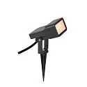 SLV LED Erdspieß-Leuchte SYNA WIDE, IP65 IK06, eckig, neigbar, IP-Steckerkabel, seeluft-beständig, schwarz, 5.5W 2200K 500lm 115°