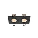 SLV LED Deckeneinbauleuchte NEW TRIA® 155 PHASE, quadratisch, 2-flammig, dimmbar, starr, 13.6W 2700K 1220lm 38°, schwarz