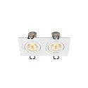 SLV LED Deckeneinbauleuchte NEW TRIA® 155 PHASE, quadratisch, 2-flammig, dimmbar, starr, 13.6W 3000K 1280lm 38°, weiß