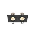 SLV LED Deckeneinbauleuchte NEW TRIA® 155 PHASE, quadratisch, 2-flammig, dimmbar, starr, 13.6W 3000K 1280lm 38°, schwarz