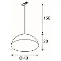 1-phase pendant luminaire FORCHINI M 40 TRACK E27 IP20