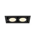 SLV LED Deckeneinbauleuchte KADUX DOUBLE, 2-fkammig, DALI 2 dimmbar, kardanisch schwenkbar, 54W 3000K 3150lm 30°, schwarz