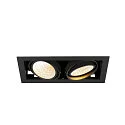 SLV LED Deckeneinbauleuchte KADUX DOUBLE, 2-fkammig, DALI 2 dimmbar, kardanisch schwenkbar, 54W 3000K 3150lm 30°, schwarz