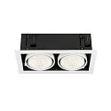 SLV LED Deckeneinbauleuchte KADUX DOUBLE, 2-fkammig, DALI 2 dimmbar, kardanisch schwenkbar, 54W 4000K 3400lm 30°