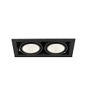 SLV LED Deckeneinbauleuchte KADUX DOUBLE, 2-fkammig, DALI 2 dimmbar, kardanisch schwenkbar, 54W 4000K 3400lm 30°, schwarz