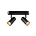 SLV LED Wand- und Deckenstrahler NOBLO® DOUBLE PHASE, IP20, 2-flammig, kardanisch, CRi>90, dimmbar, 12W 2700K 1450lm 32°, schwarz