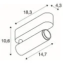 ceiling luminaire GRIP!M SINGLE IP20, black, white, lacquered dimmable