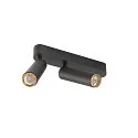 SLV LED Deckenaufbauleuchte GRIP! M DOUBLE, 42°, 28W, IP20, dimmbar, 3000K, 1520lm, schwarz/gold