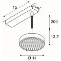 SLV LED 1-Phasen Pendelleuchte GRIP! FLAT, 16W 2700/3000K (CCT Switch), CRi>90, dimmbar, UGR<15, Wabenfilter, schwarz / gold