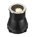 SLV LED Boden-Einbauleuchte DASAR® L ASYM, IP65/IP67 IK10, 19W 3000K 1800lm 70/40°, neigbar, befahrbar, DALI, Edelstahl, rund