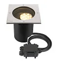 LED Boden-Einbauleuchte DASAR® L ASYM, IP65/IP67 IK10, 19W 3000K 1800lm 70/40°, neigbar, befahrbar, DALI, Edelstahl, eckig