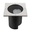 SLV LED Boden-Einbauleuchte DASAR® L ASYM, IP65/IP67 IK10, 19W 3000K 1800lm 70/40°, neigbar, befahrbar, DALI, Edelstahl, eckig