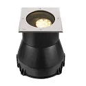 SLV LED Boden-Einbauleuchte DASAR® L ASYM, IP65/IP67 IK10, 19W 3000K 1800lm 70/40°, neigbar, befahrbar, DALI, Edelstahl, eckig
