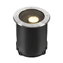 SLV LED Boden-Einbauleuchte DASAR® XL ASYM, IP65/IP67 IK10, 27W 3000K 2600lm 70/40°, neigbar, befahrbar, DALI, Edelstahl, rund