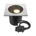 LED Boden-Einbauleuchte DASAR® XL ASYM, IP65/IP67 IK10, 27W 3000K 2600lm 70/40°, neigbar, befahrbar, DALI, Edelstahl, eckig