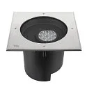SLV LED Boden-Einbauleuchte DASAR® XL ASYM, IP65/IP67 IK10, 27W 3000K 2600lm 70/40°, neigbar, befahrbar, DALI, Edelstahl, eckig
