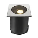 SLV LED Boden-Einbauleuchte DASAR® XL ASYM, IP65/IP67 IK10, 27W 3000K 2600lm 70/40°, neigbar, befahrbar, DALI, Edelstahl, eckig