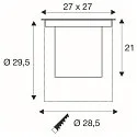 SLV LED Boden-Einbauleuchte DASAR® XL ASYM, IP65/IP67 IK10, 27W 3000K 2600lm 70/40°, neigbar, befahrbar, DALI, Edelstahl, eckig
