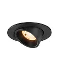 ceiling recessed luminaire NUMINOS® GIMBLE S round, suitable for VDU workstation IP20, black, lacquered dimmable
