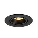 SLV ceiling recessed luminaire NUMINOS® GIMBLE S round, suitable for VDU workstation IP20, black, lacquered dimmable