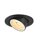 SLV LED Deckeneinbaustrahler NUMINOS® GIMBLE S, rund, 6,7W, IP20, dimmbar, 55°, 3000K, 1050lm, schwarz/weiß