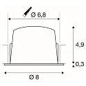 SLV LED Deckeneinbauleuchte NUMINOS® S, rund,  6,7W, IP20, dimmbar, 55°, 2700K, 1000lm, schwarz/weiß