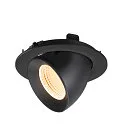 SLV ceiling recessed luminaire NUMINOS® GIMBLE L round, suitable for VDU workstation IP20, black, lacquered dimmable