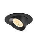 SLV ceiling recessed luminaire NUMINOS® GIMBLE L round, suitable for VDU workstation IP20, black, lacquered dimmable