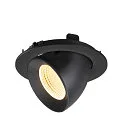 SLV ceiling recessed luminaire NUMINOS® GIMBLE L round, suitable for VDU workstation IP20, black, lacquered dimmable