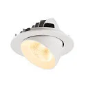 SLV ceiling recessed luminaire NUMINOS® GIMBLE L round, suitable for VDU workstation IP20, white, lacquered dimmable
