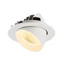 SLV ceiling recessed luminaire NUMINOS® GIMBLE L round, suitable for VDU workstation IP20, white, lacquered dimmable