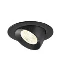 SLV ceiling recessed luminaire NUMINOS® GIMBLE L round, suitable for VDU workstation IP20, black, lacquered dimmable