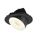 SLV ceiling recessed luminaire NUMINOS® GIMBLE L round, suitable for VDU workstation IP20, black, white, lacquered dimmable