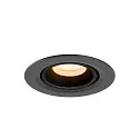 SLV ceiling recessed luminaire NUMINOS® GIMBLE XS round, suitable for VDU workstation IP20, black, lacquered dimmable