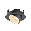 SLV ceiling recessed luminaire NUMINOS® GIMBLE XS round, suitable for VDU workstation IP20, black, white, lacquered dimmable