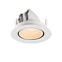 SLV ceiling recessed luminaire NUMINOS® GIMBLE XS round, suitable for VDU workstation IP20, white, lacquered dimmable