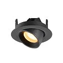 SLV ceiling recessed luminaire NUMINOS® GIMBLE XS round, suitable for VDU workstation IP20, black, lacquered dimmable