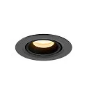 SLV ceiling recessed luminaire NUMINOS® GIMBLE XS round, suitable for VDU workstation IP20, black, lacquered dimmable