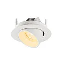 SLV ceiling recessed luminaire NUMINOS® GIMBLE XS round, suitable for VDU workstation IP20, white, lacquered dimmable