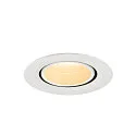 SLV ceiling recessed luminaire NUMINOS® GIMBLE XS round, suitable for VDU workstation IP20, white, lacquered dimmable