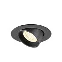 SLV ceiling recessed luminaire NUMINOS® GIMBLE XS round, suitable for VDU workstation IP20, black, lacquered dimmable