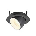 SLV ceiling recessed luminaire NUMINOS® GIMBLE XS round, suitable for VDU workstation IP20, black, white, lacquered dimmable