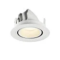 SLV ceiling recessed luminaire NUMINOS® GIMBLE XS round, suitable for VDU workstation IP20, white, lacquered dimmable