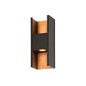 Outdoor LED-Wandleuchte FLATT II, IP65 IK03, Up & Down, 9.5W 2700K, Seeluft-beständig, dimmbar, anthrazit / Holzdekor