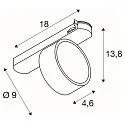 SLV LED 3-Phasen Strahler KALU 2.0 PHASE, IP20, zylindrisch, CRi>90, UGR<19, dimmbar, kardanisch, 10W 4000K 1500lm 36°, schwarz
